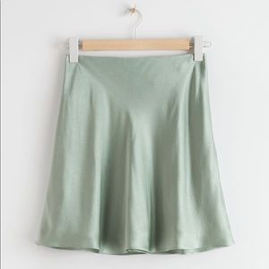 & Other Stories Green Satin Mini Skirt - 6